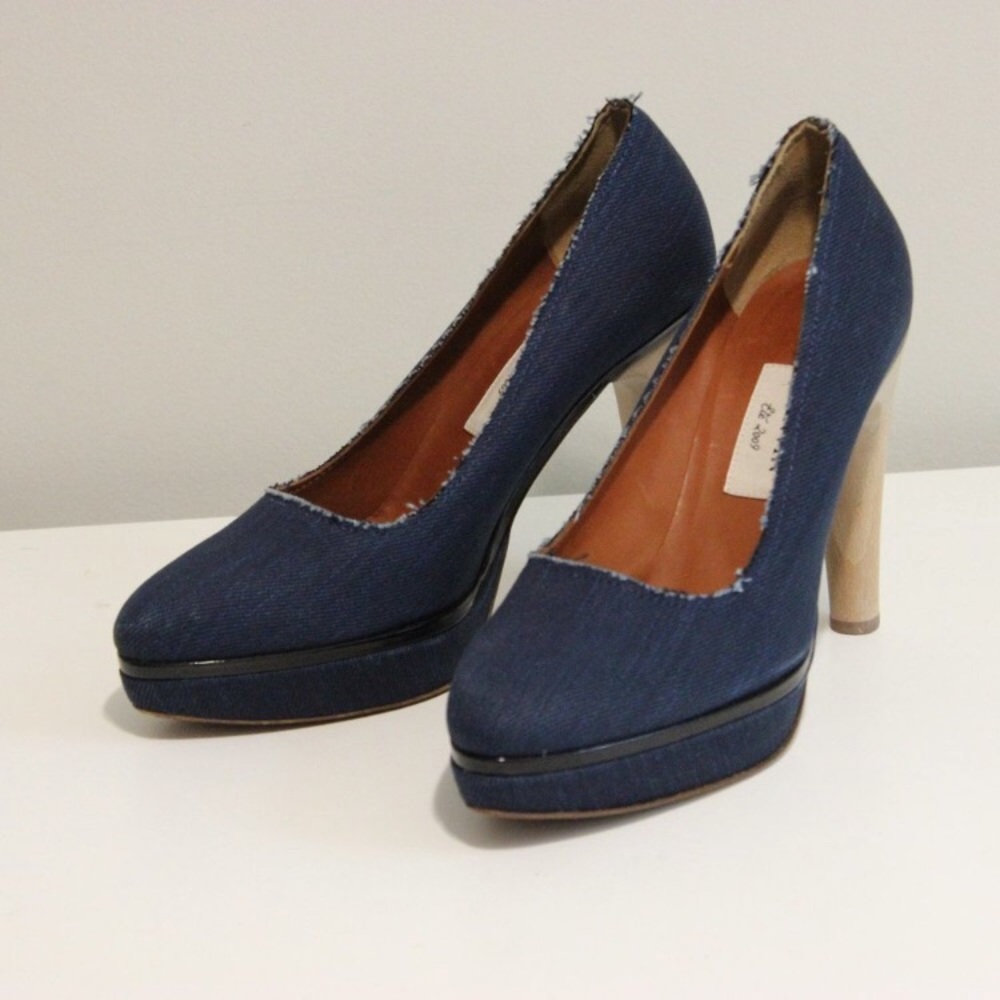 Lanvin Denim Platform Heels Pumps